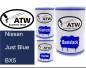 Preview: Nissan, Just Blue, BX5: 500ml Lackdose + 500ml Klarlack + 250ml Härter - Set, von ATW Autoteile West.